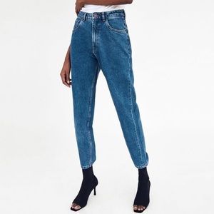 Zara | Classic High Waist Mom Jean in Blue Indigo